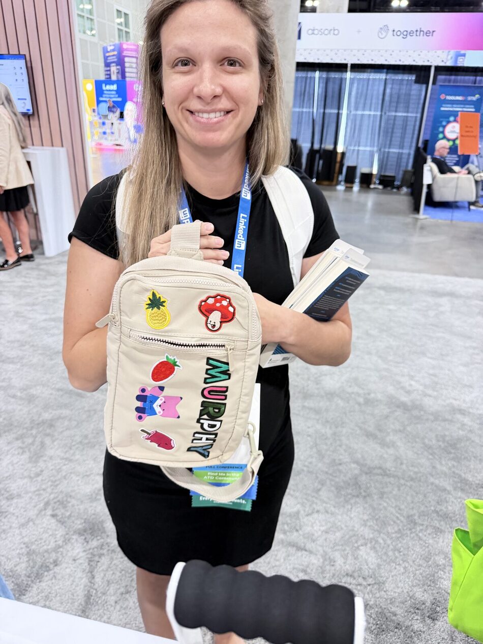 A finished tote with an applied patch